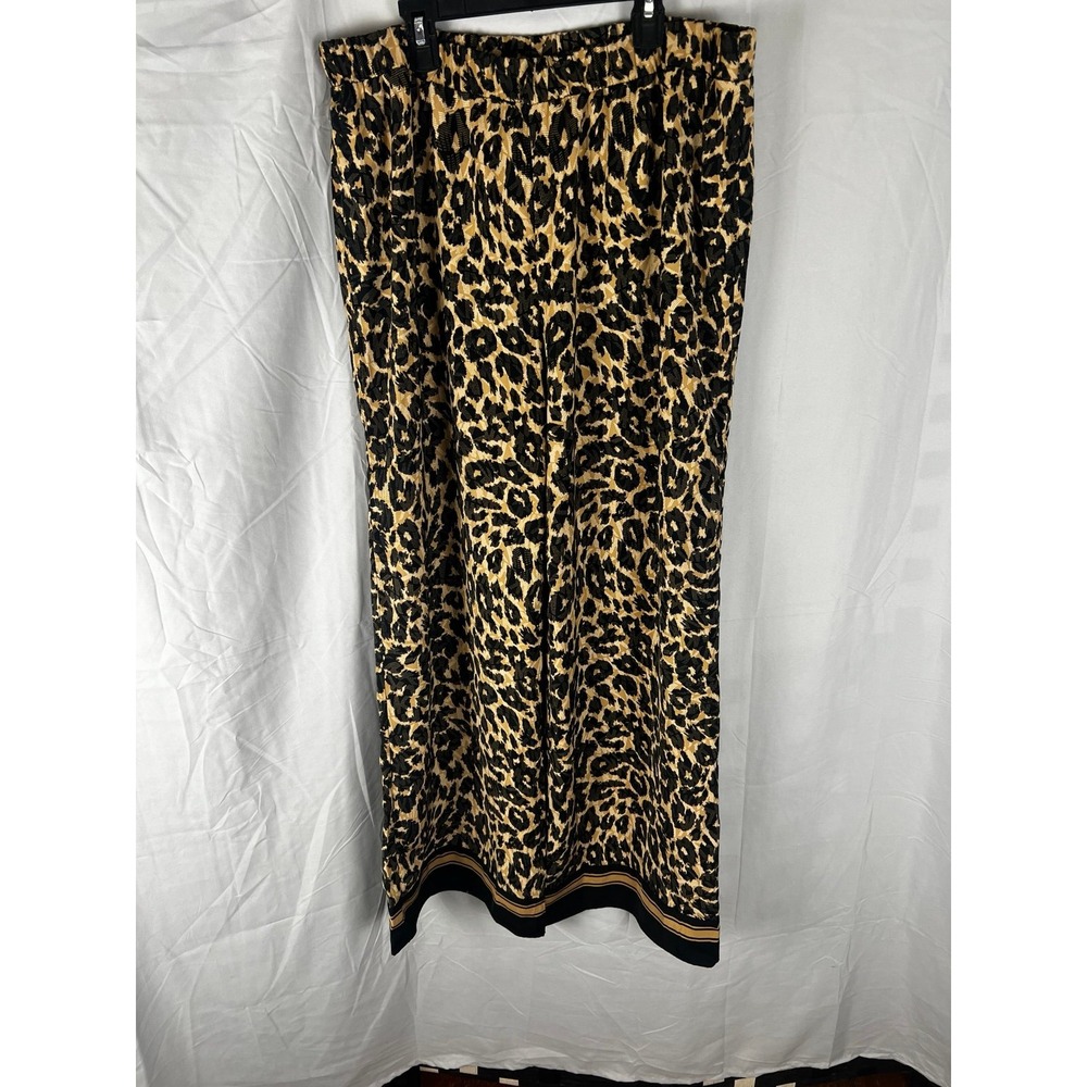 Michael Kors Leopard Print Pull-on Wide leg pants size large